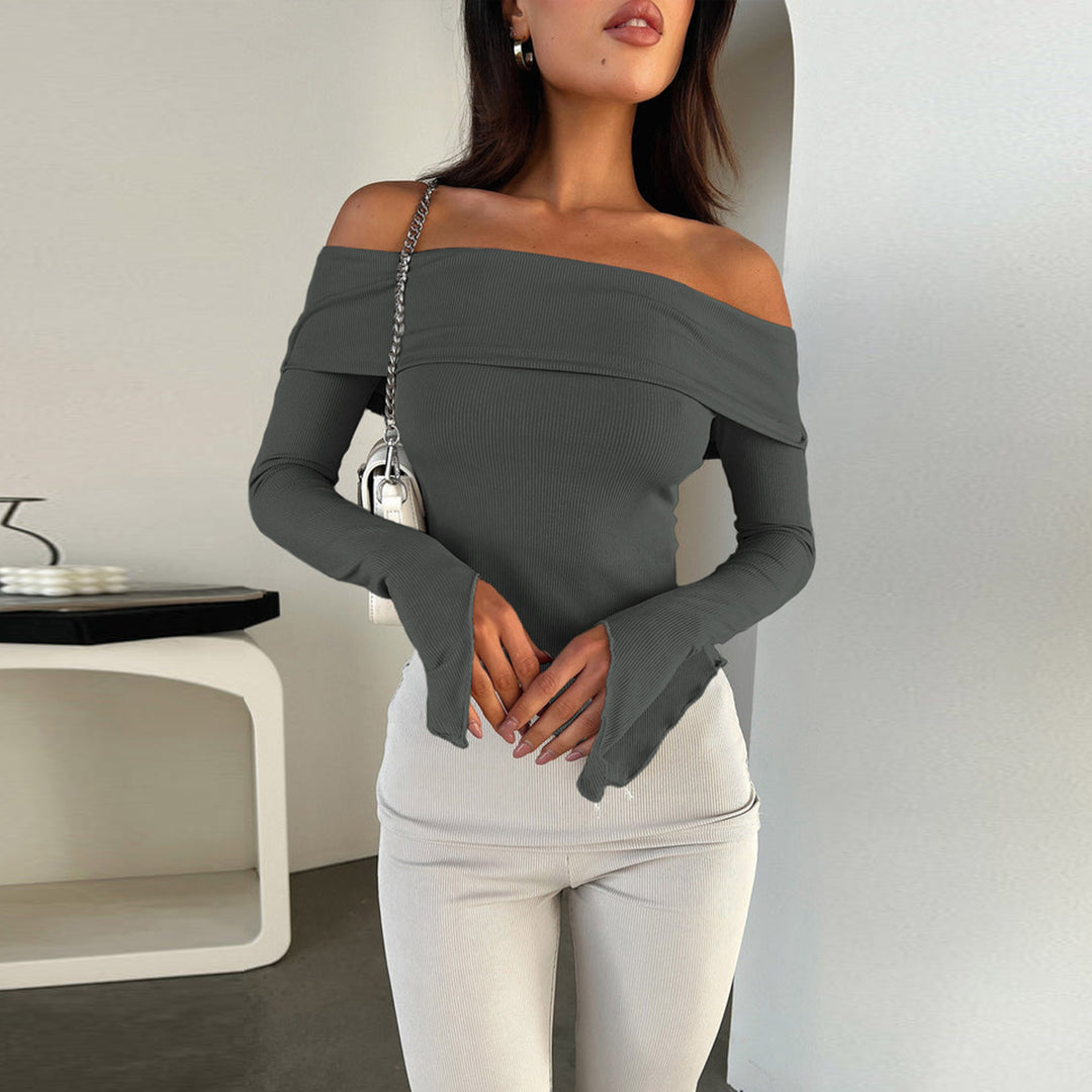 Dame Off-Shoulder skjorte med elegante trompeterm