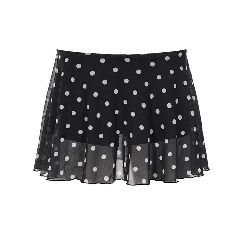 Damer luftig og stilig Polka Dot Mini Skjørt Skjora