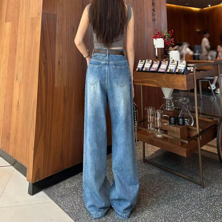 Kvinne bredsydde jeans med høy midje Skjora