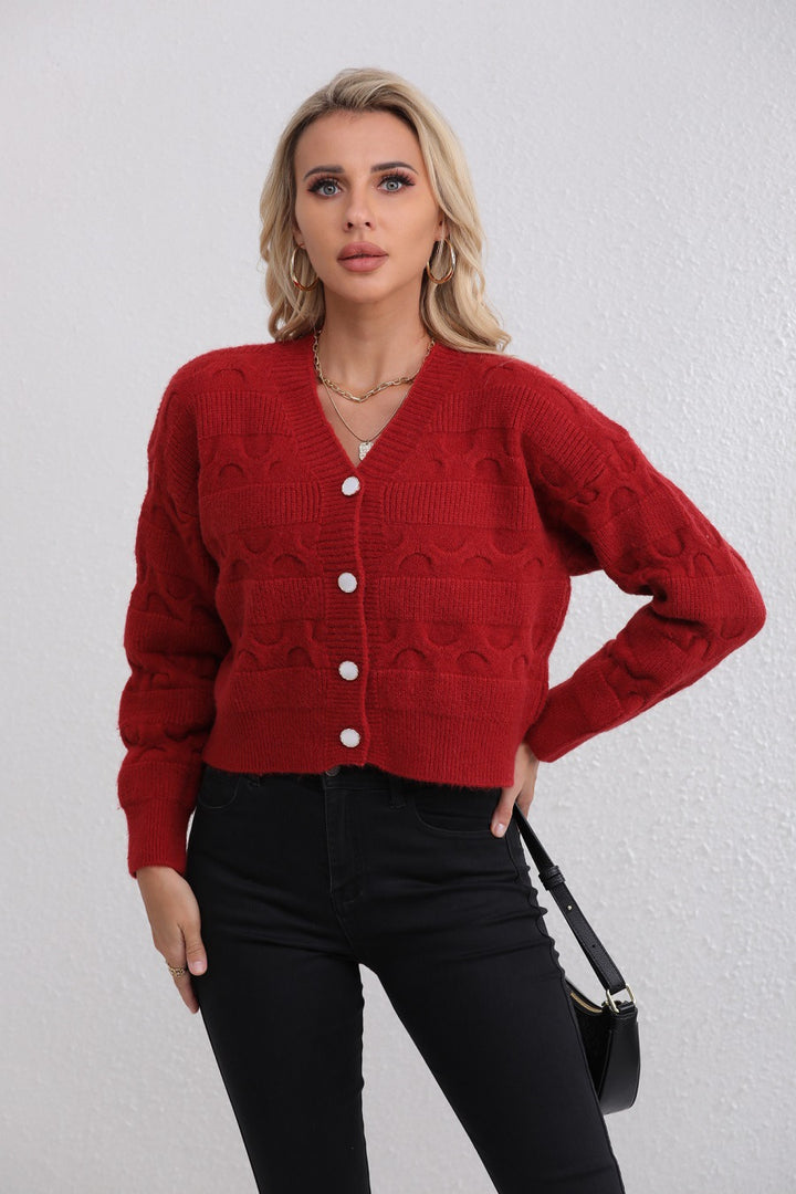 Dame cardigan med moderne jacquard mønster Skjora