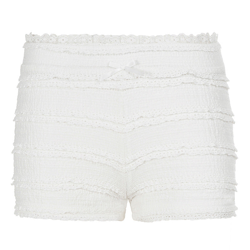 Dame trendy shorts med rysjedesign og elastisk linning Skjora
