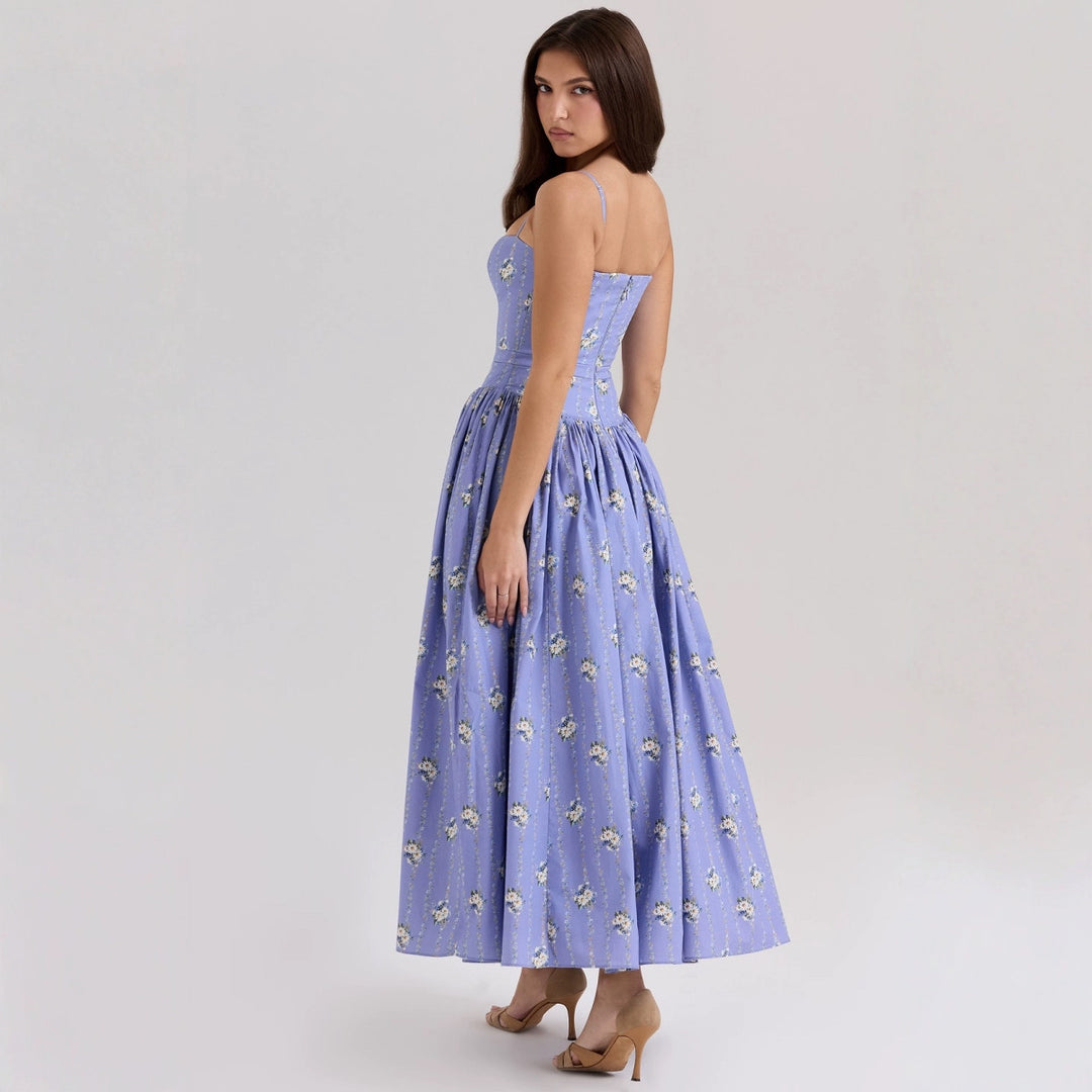 Damer Elegant Maxi Kjole med Blomster Detaljer