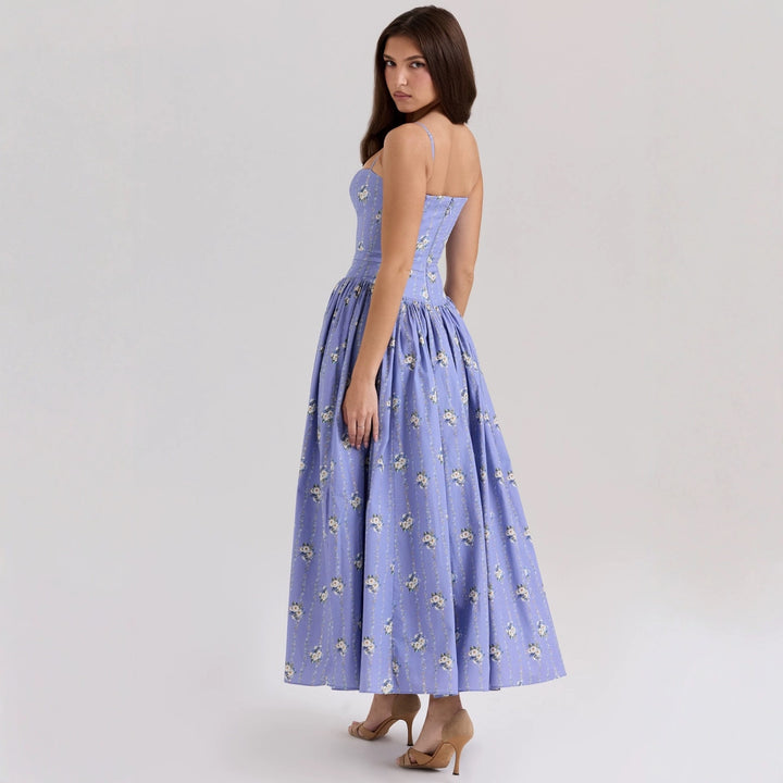 Damer Elegant Maxi Kjole med Blomster Detaljer