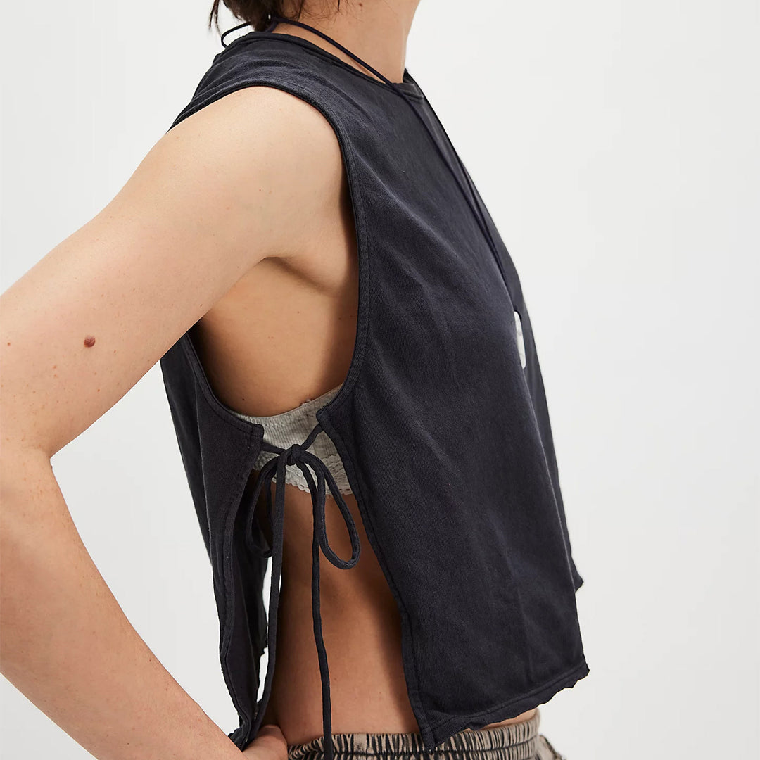 Dame casual cropped topp med sidet bånd Skjora