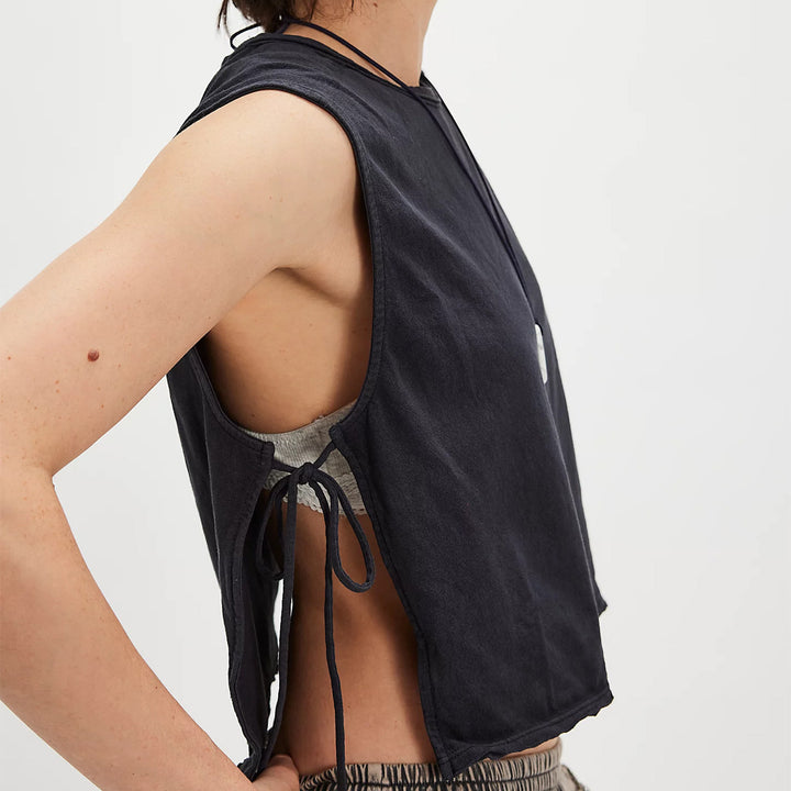 Dame casual cropped topp med sidet bånd Skjora