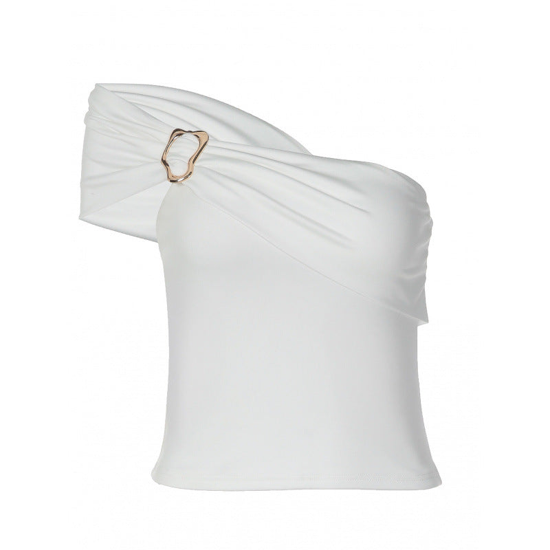Dame Off-Shoulder Topp med dekorativt spenne-detalj Skjora