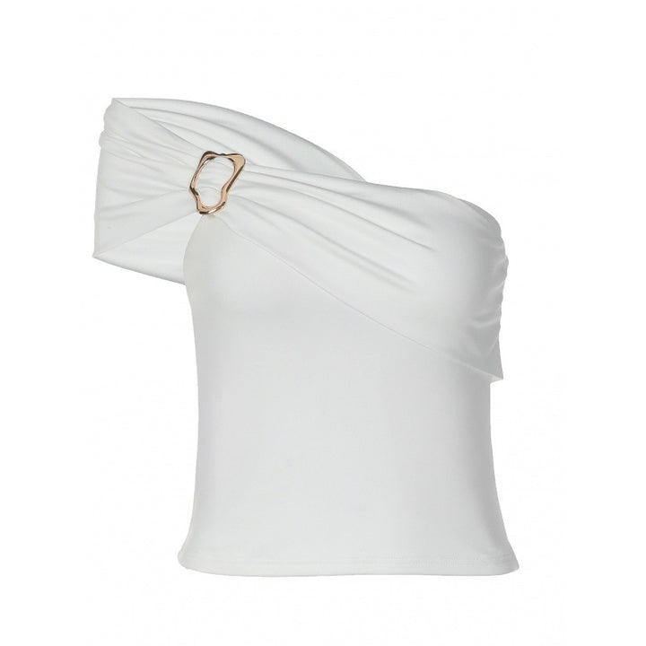 Dame Off-Shoulder Topp med dekorativt spenne-detalj Skjora