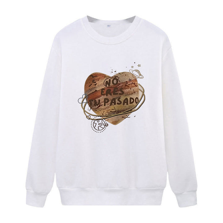 Dame avslappet sweatshirt med kreativt hjerte-motiv Skjora