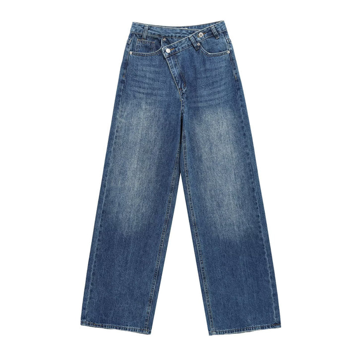 Damer løstsittende jeans med asymmetrisk knapplukking og høy midje Skjora