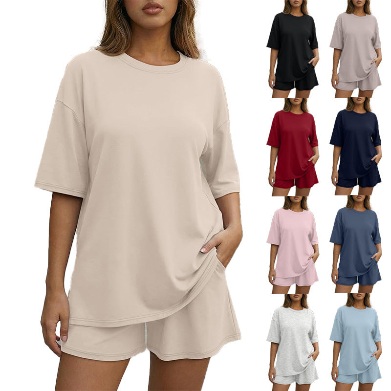 Dame Oversized Fritidssett med kort topp og casual shorts Skjora
