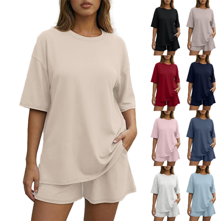 Dame Oversized Fritidssett med kort topp og casual shorts Skjora