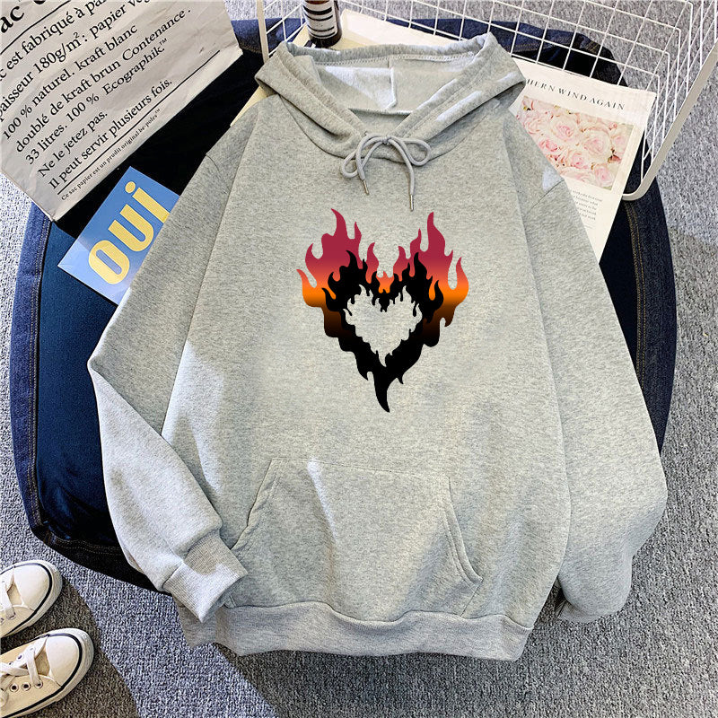 Dame hettegenser med kreativt flammehjerte-design Skjora