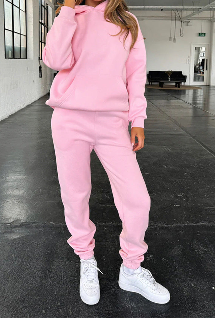 Kvinnelig sporty loungewear-sett med hette og elastisk livlinning Skjora