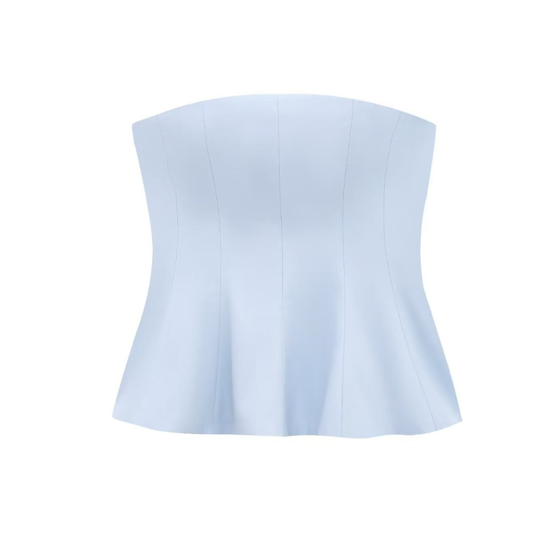 Dame Bustier-overdel med figurskapende snitt og elegant plissé Skjora