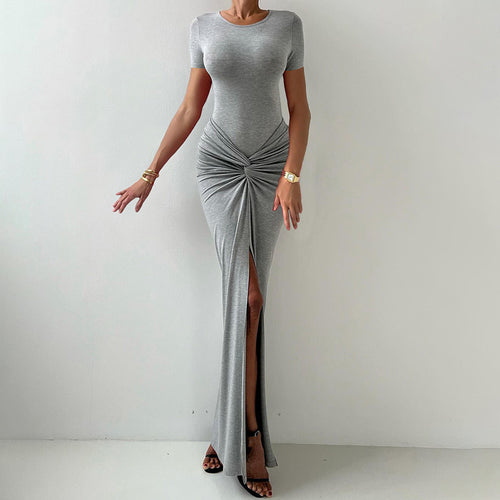 Damer Elegant Maxi-Kjole med smigrende knutedetalj Skjora