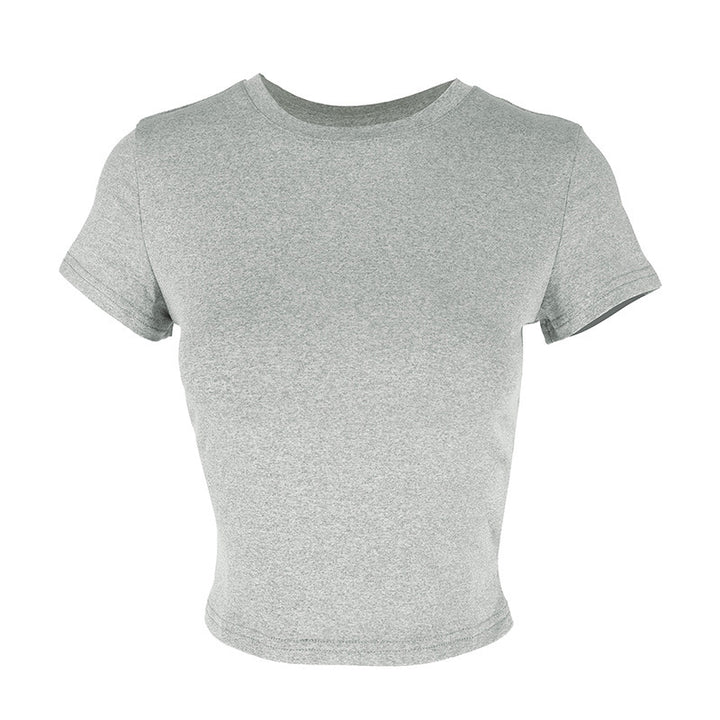 Dame figurnært Crop-Top med rund halsutskjæring og elastisk materiale Skjora