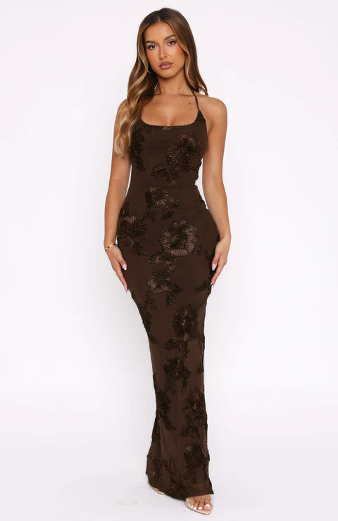 Dame Maxikjole med floralt design Skjora