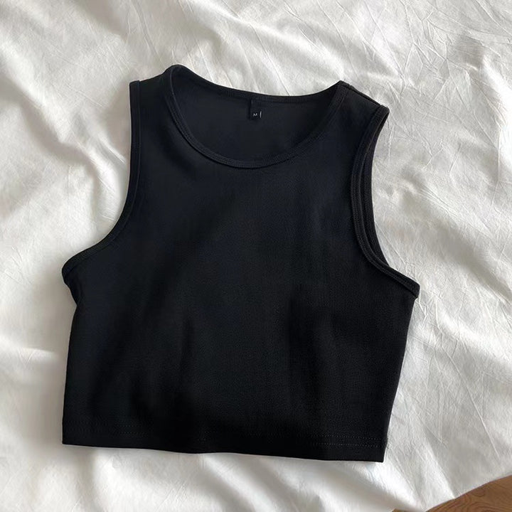 Dame crop top laget av pustende materiale med en figurnærende cut