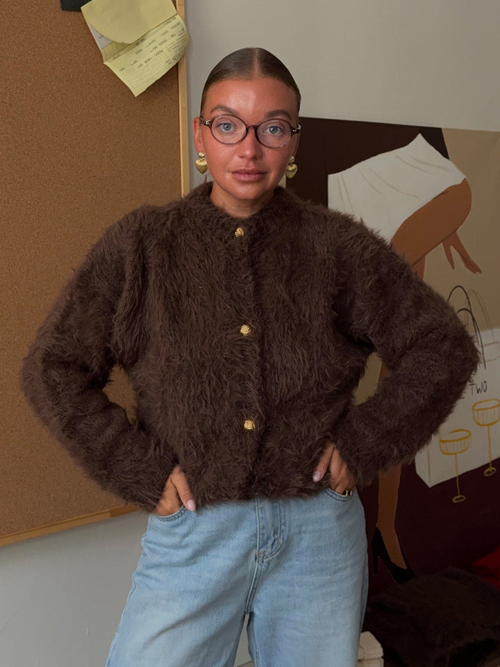 Kvinne Fluffy Strikkegenser laget av 100% Nylon med Casual Snitt Skjora