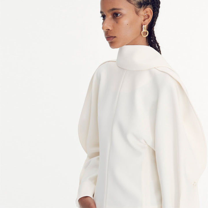 Dame elegant Oversize-jakke med høy krage og moderne detaljer Skjora