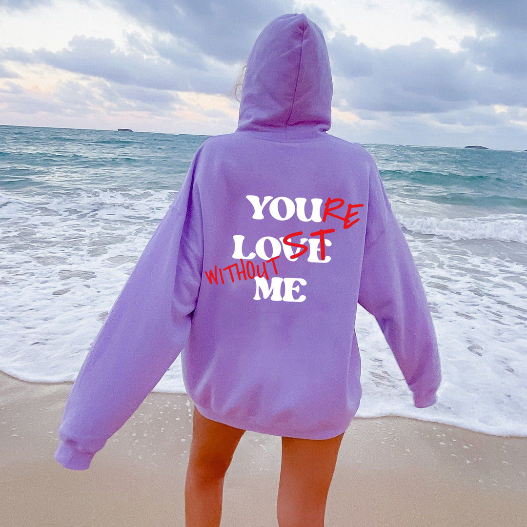 Dame Oversized Hoodie med Inspirerende Trykk Skjora