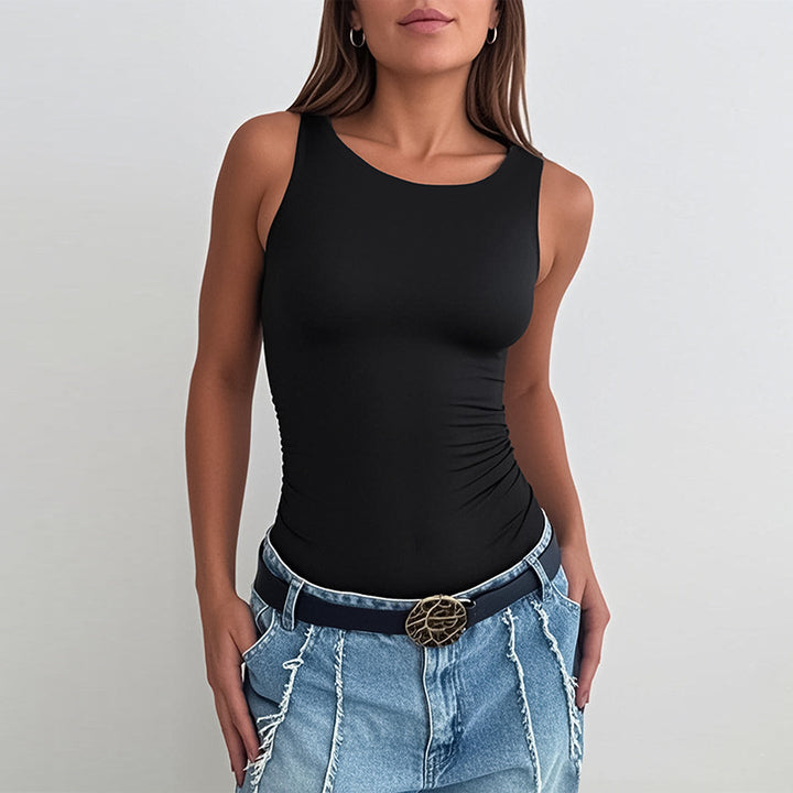 Dame bodysuit med elegant volangdetalj Skjora