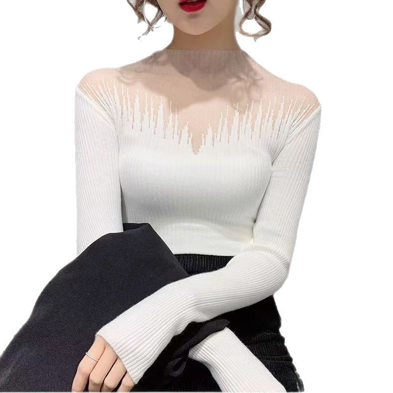 Kvinnenes elegante genser med transparente accenter Skjora