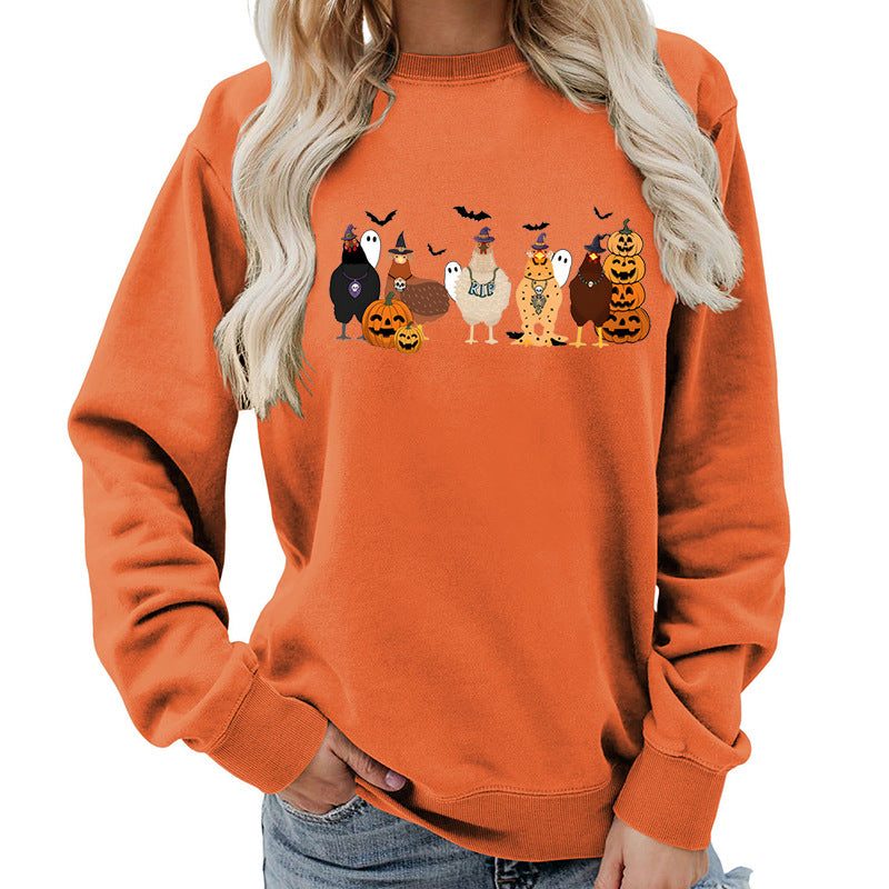 Dame sweatshirt med muntert Halloween-motiv Skjora