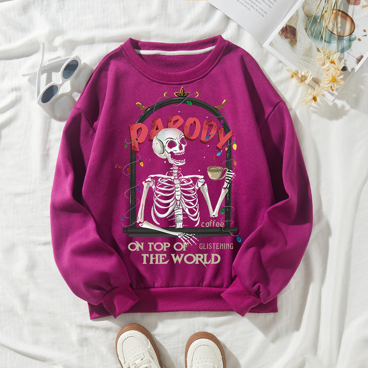 Damer sweatshirt med humoristisk skjelettmotiv Skjora