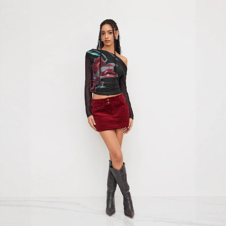 Dame Trendy Skjorte med transparente Ermer Skjora