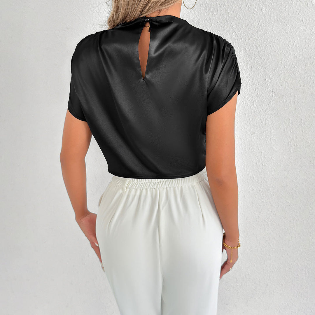 Dame Elegant Kortermet Bluse med moderne Ståkrage Skjora