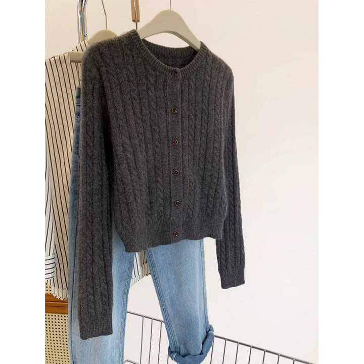 Dame cardigan med flette mønster Skjora