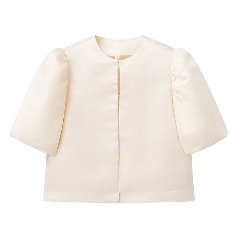 Dame stilfull bluse med puffarmer Skjora