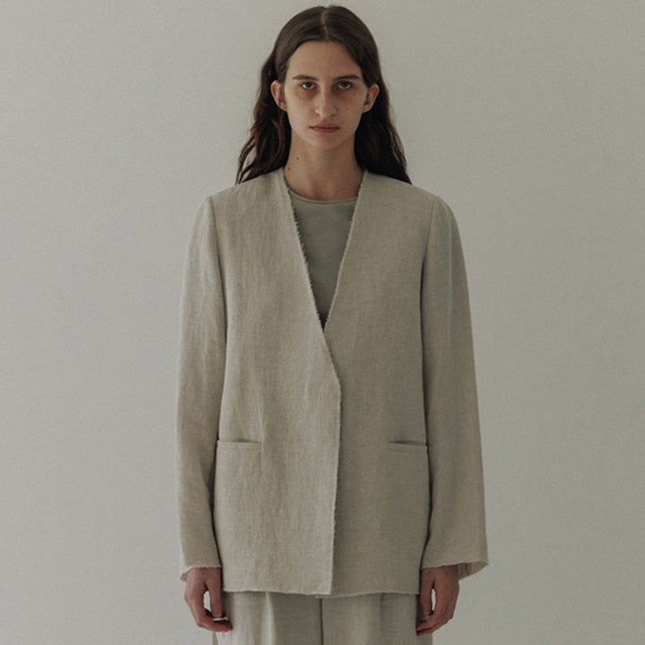 Dame Elegant og avslappet lin blazer uten forclosure Skjora