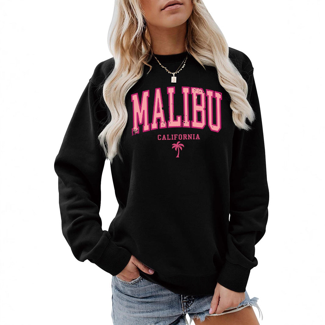 Dame sweatshirt med livlige Malibu bokstaver og avslappet passform Skjora