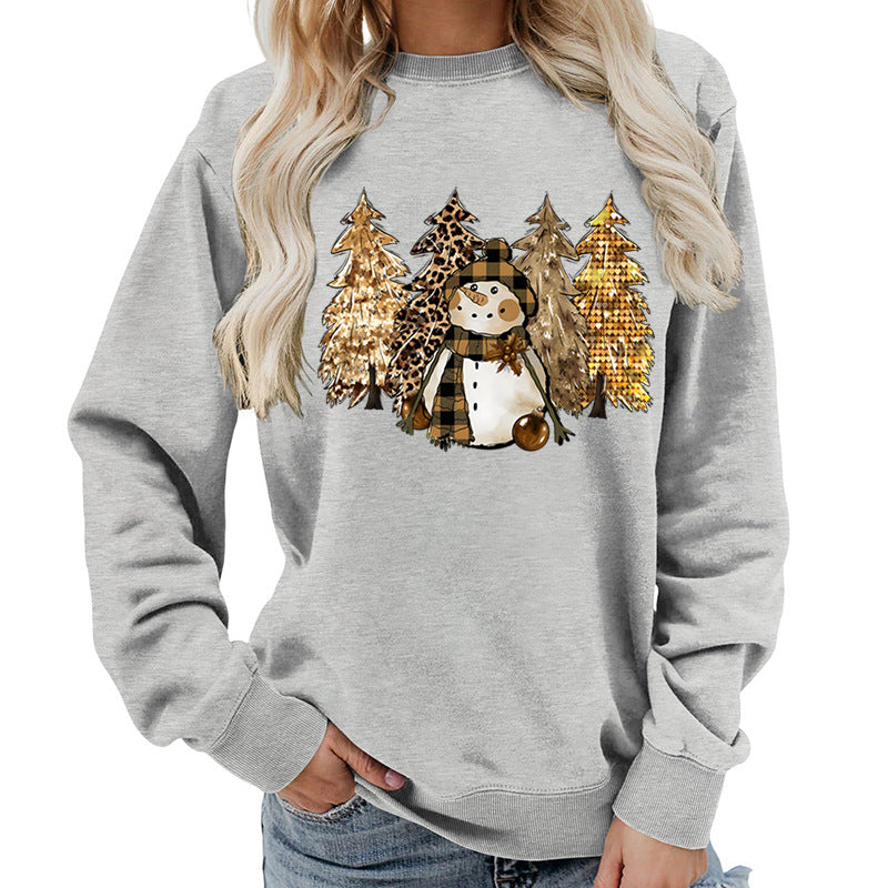Dame sweatshirts med kreativ snømanndesign og myk fôr Skjora