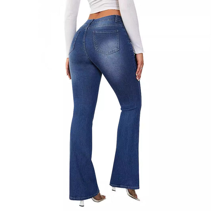 Kvinne Flared Jeans med Høy Midje og Komfortabel Passform Skjora