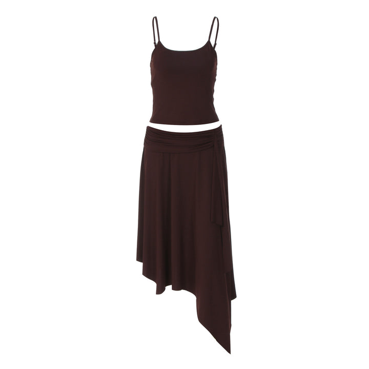 Women's Loose Summer Dress with Asymmetrical Hem and Adjustable Straps Skjora