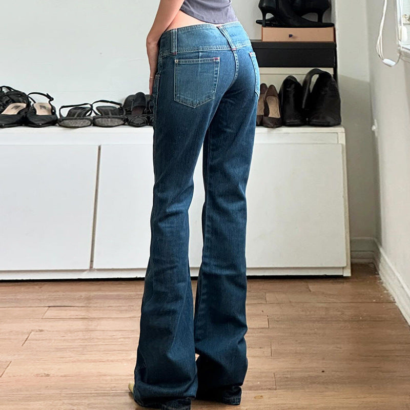 Dame Bootcut Jeans med høy midje og sidelommer Skjora