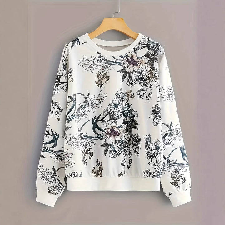 Dame sweatshirt med blomstermønster og avslappet passform Skjora