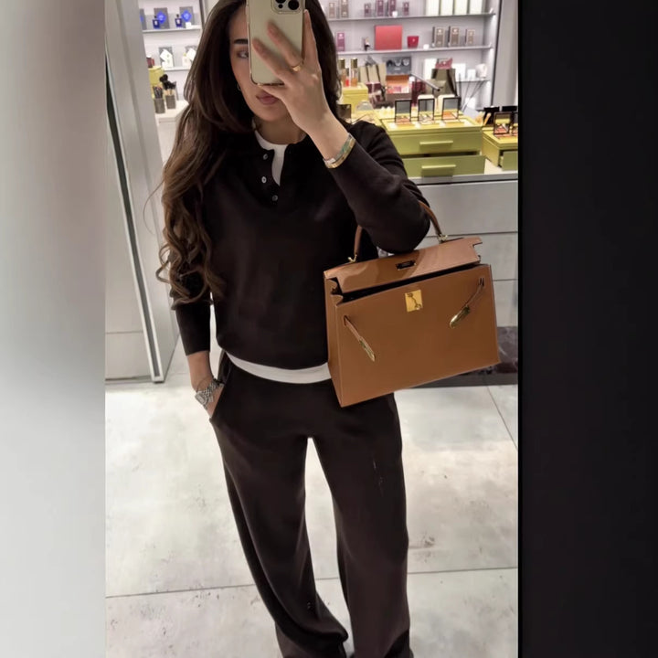 Kvinnens elegante premium loungewear-drakt med moderne snitt og pustende stoff Skjora