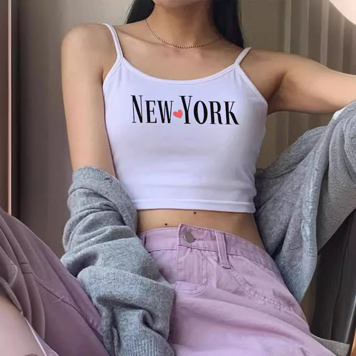 Dame Crop-Top med trendy skrift Skjora