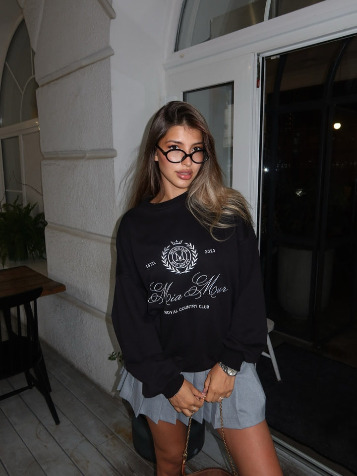 Damer Løs Oversized Sweatshirt med Elegant Broderidesign Skjora