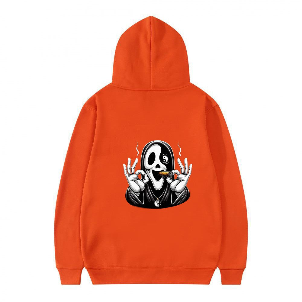 Dame hoodie med kunstnerisk hodeskalleprint og avslappet passform Skjora
