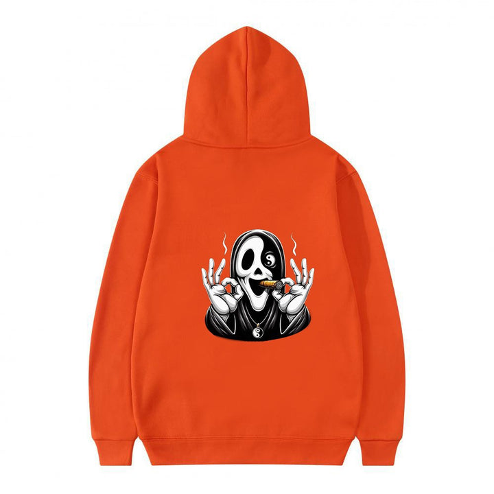 Dame hoodie med kunstnerisk hodeskalleprint og avslappet passform Skjora