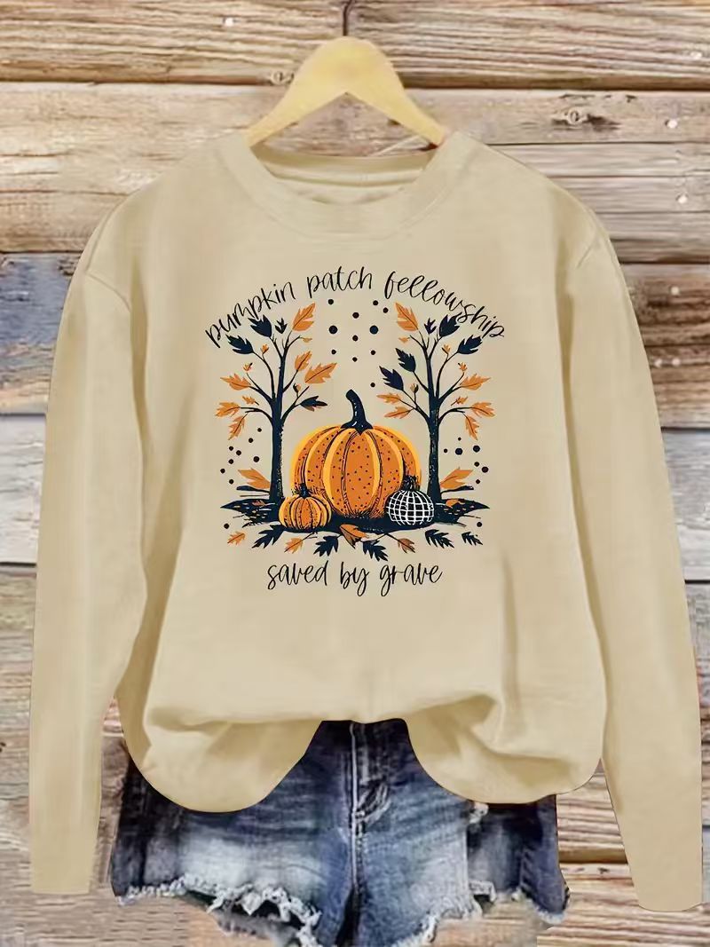 Dame sweatshirt med høst gresskar design og avslappet passform Skjora