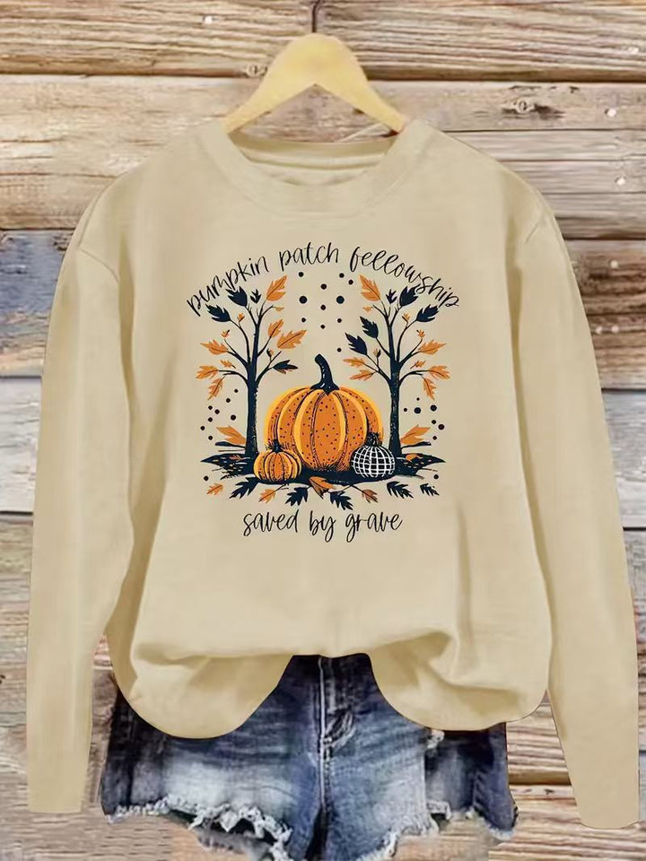 Dame sweatshirt med høst gresskar design og avslappet passform Skjora
