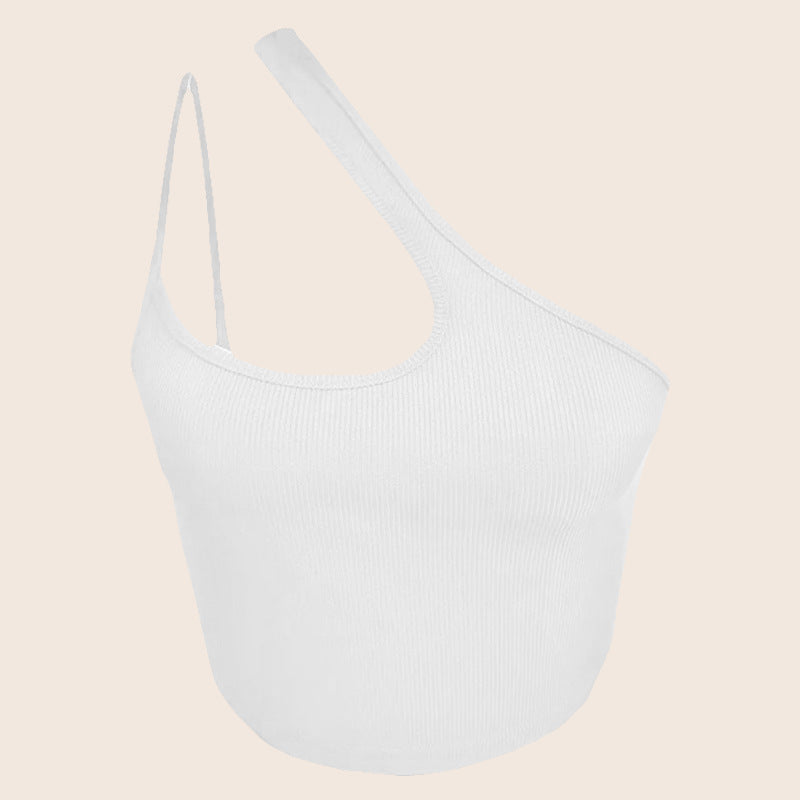 Damer asymmetrisk Crop-Top i myk ribbestrikk Skjora