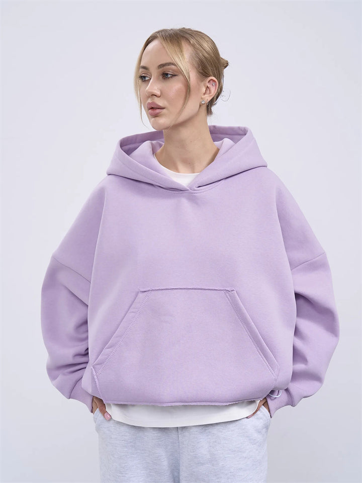 Dame oversized hettegenser med sidelommer og avslappet passform Skjora