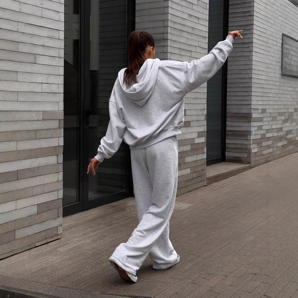 Dame casual oversized hettegenser og vide joggebukser sett Skjora